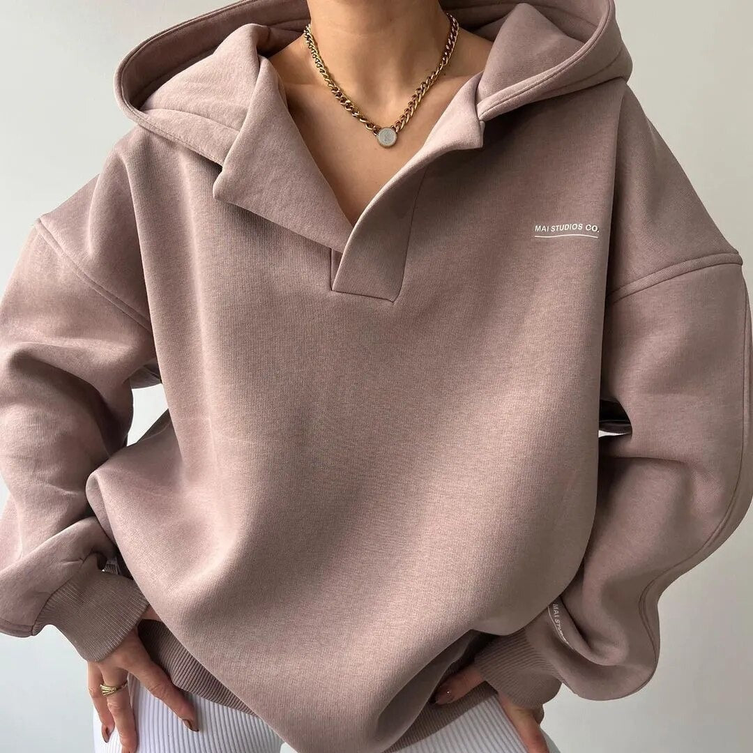 Women's V-Neck Hoodie Sweatshirt for Casual Wear