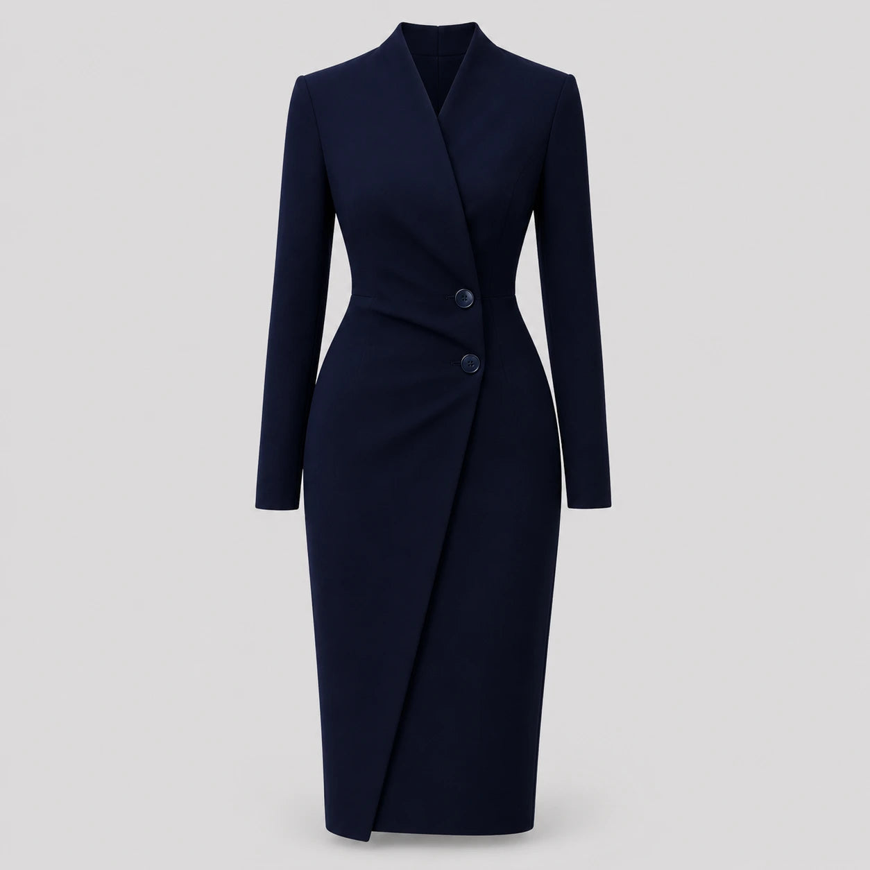 Women's V-Neck Long Sleeve Wrap Midi Dress
