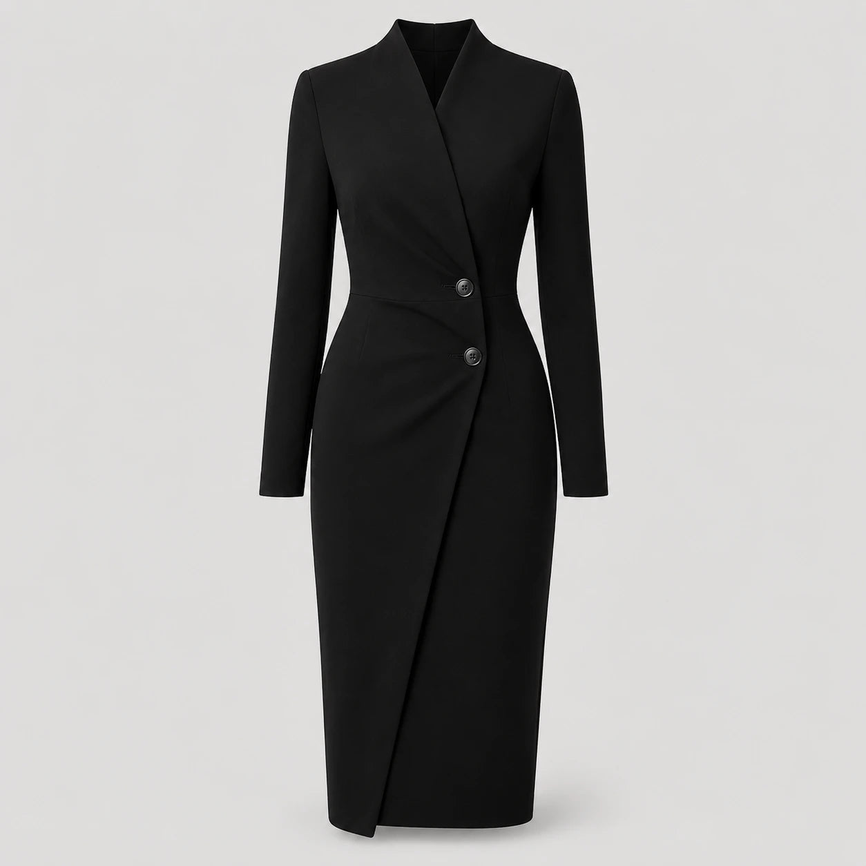 Women's V-Neck Long Sleeve Wrap Midi Dress