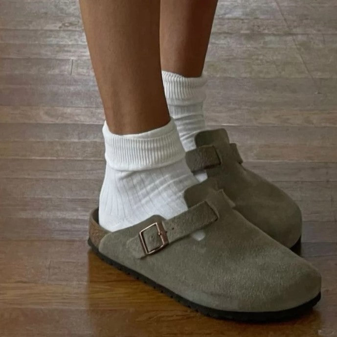 Women's Velor Round Toe Sandals