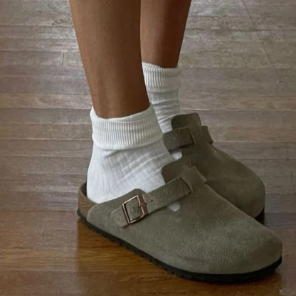 Women's Velor Round Toe Sandals