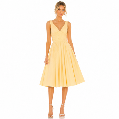 Women's Vintage V-Neck Midi Dress