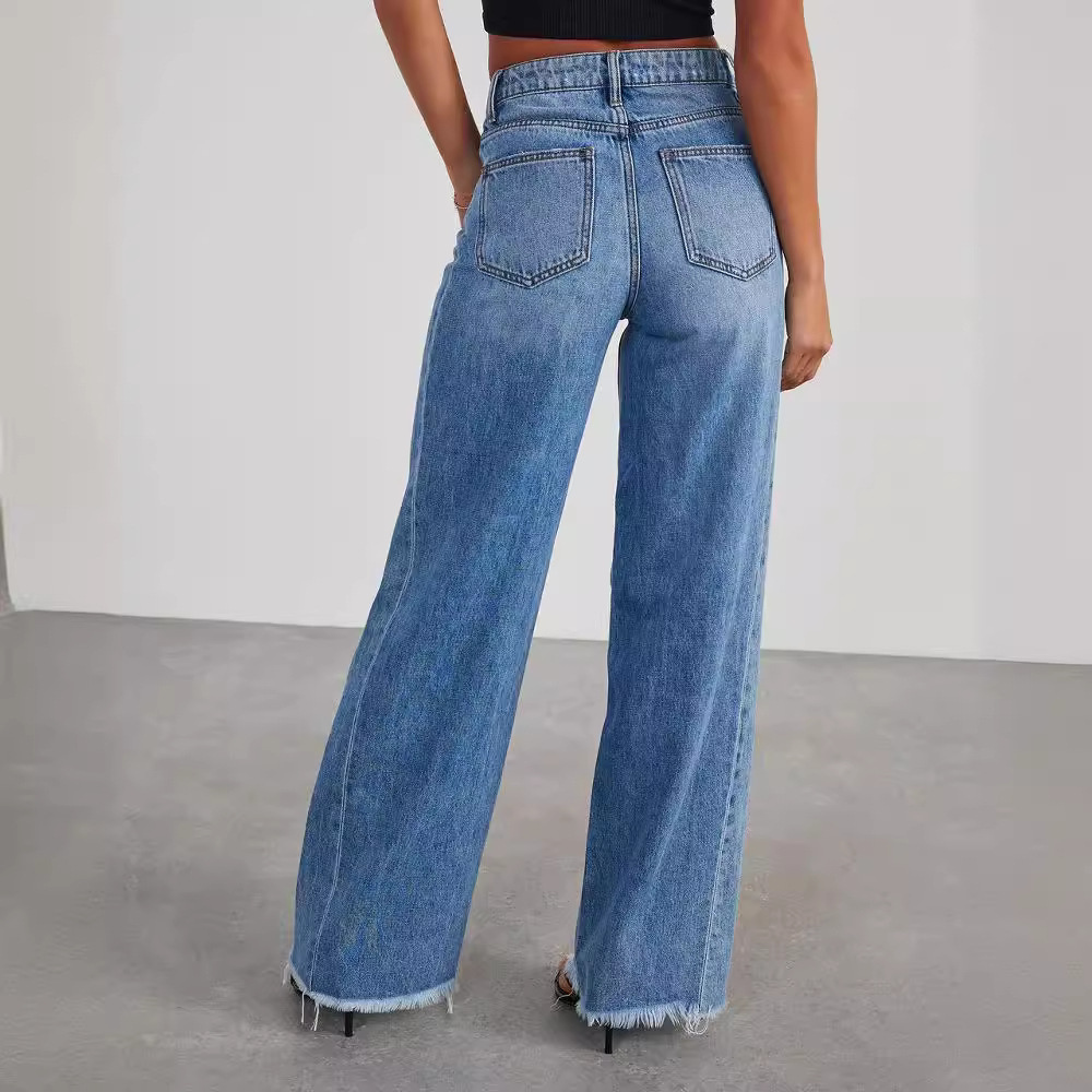 Women's Vintage Washed Wide Fit Straight Jeans
