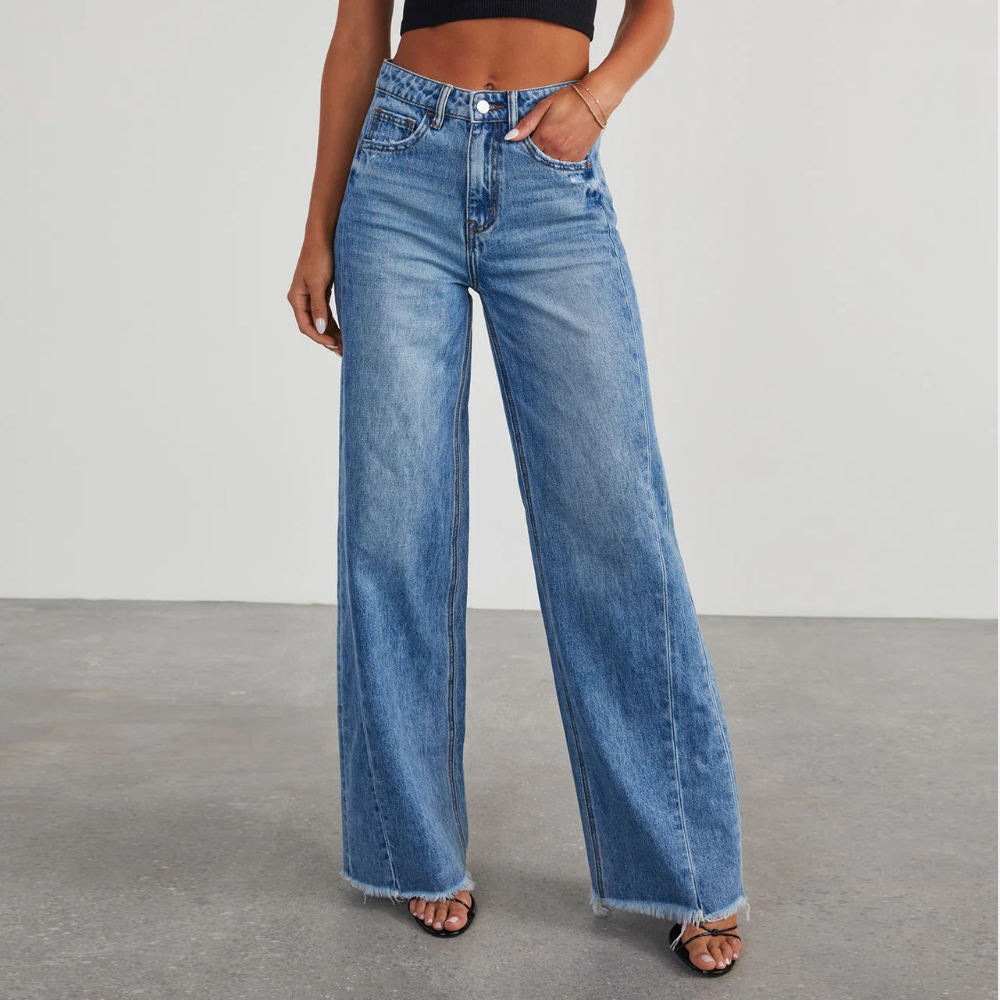 Women's Vintage Washed Wide Fit Straight Jeans