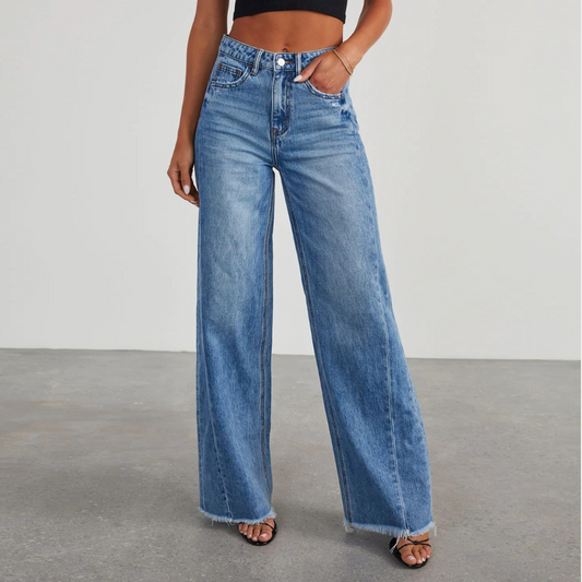 Women's Vintage Washed Wide Fit Straight Jeans