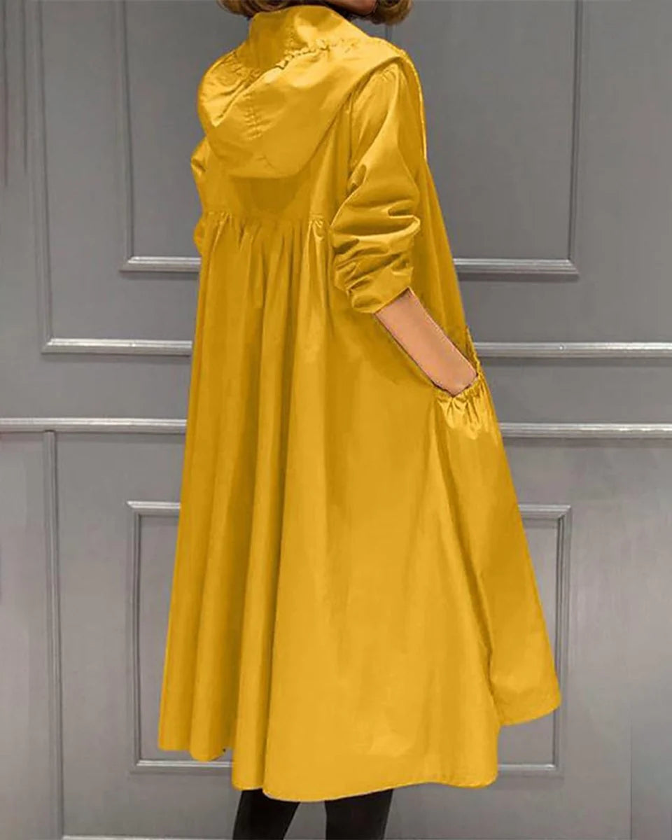 Women's Water-Repellent Hooded Trench Coat