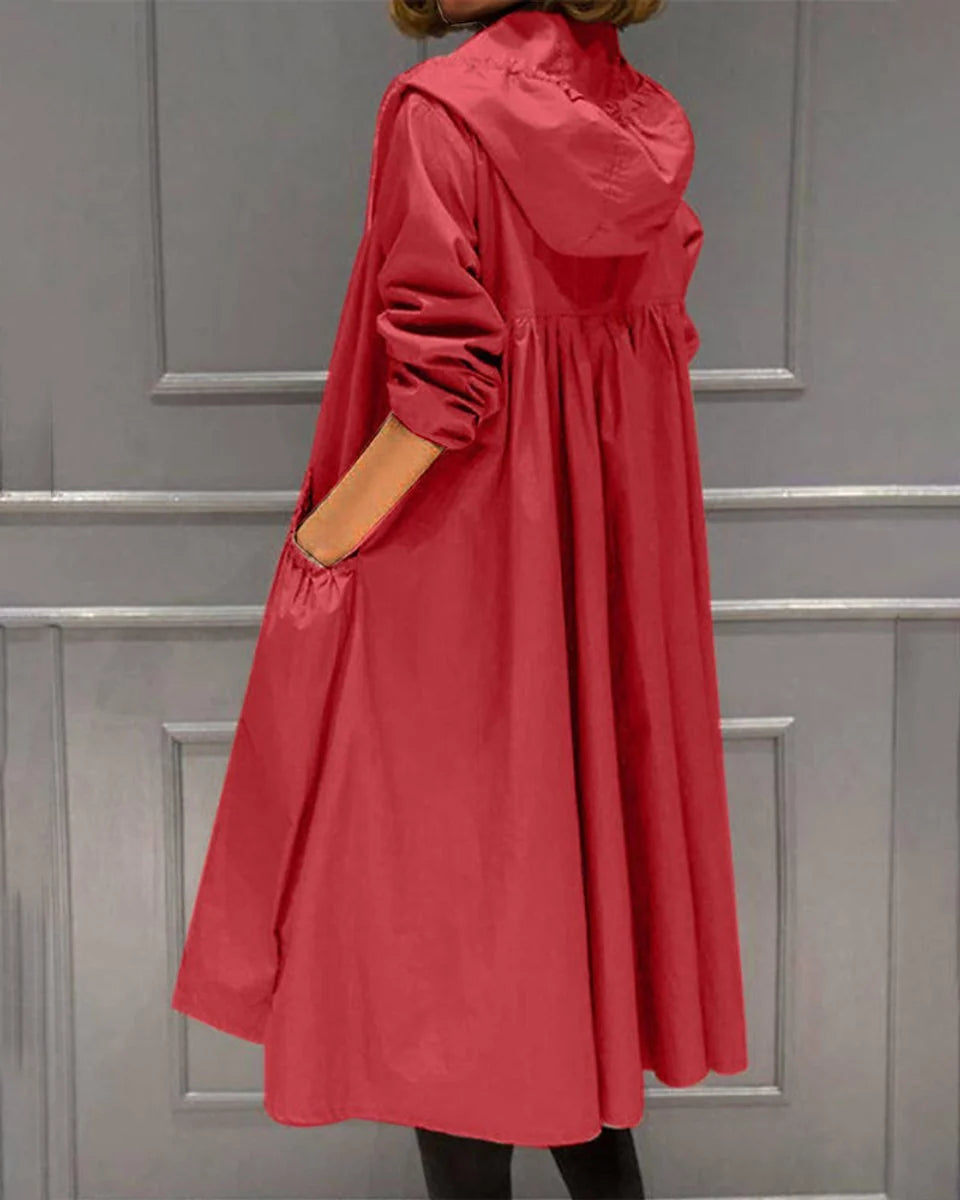 Women's Water-Repellent Hooded Trench Coat