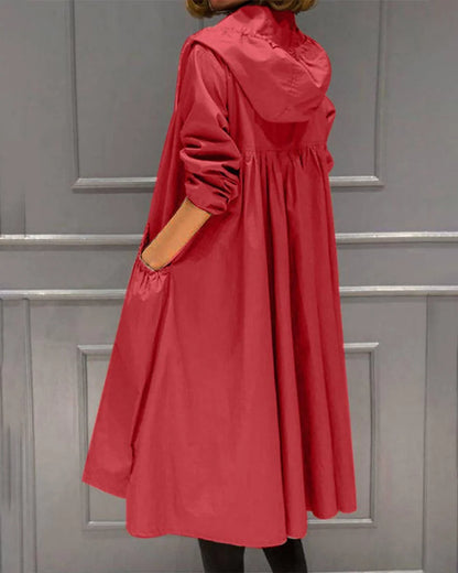 Women's Water-Repellent Hooded Trench Coat