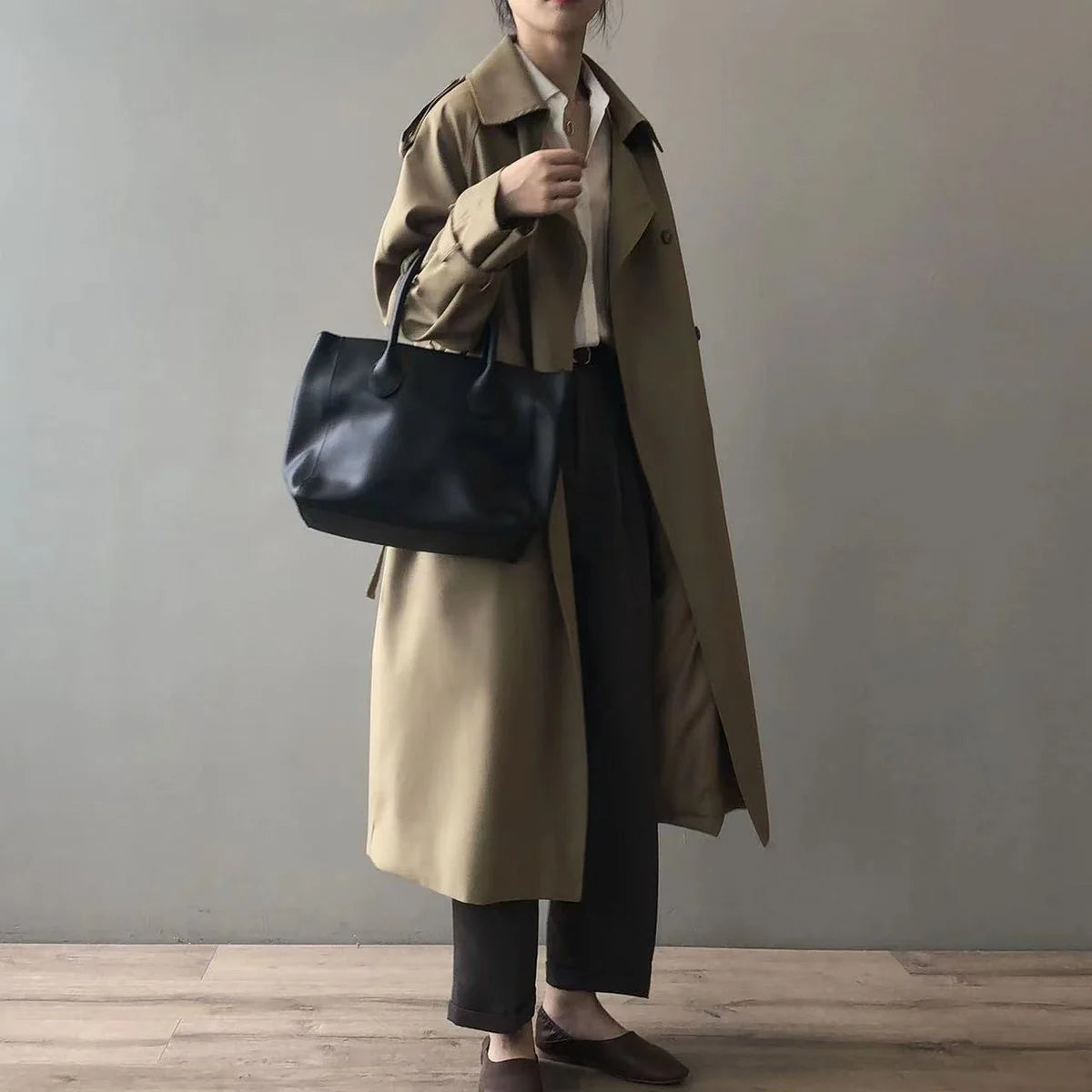Women's Water-Repellent Long Trench Coat