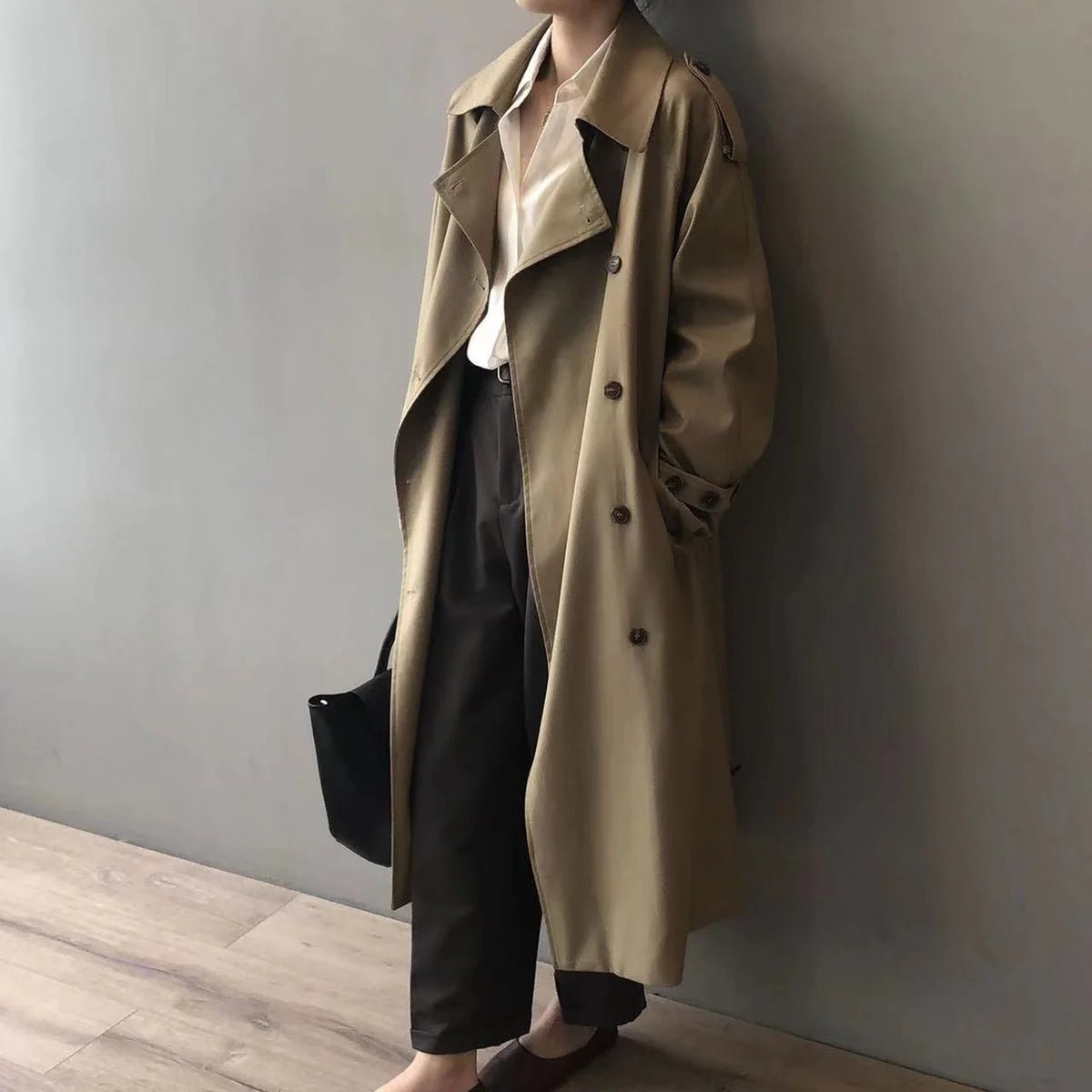 Women's Water-Repellent Long Trench Coat