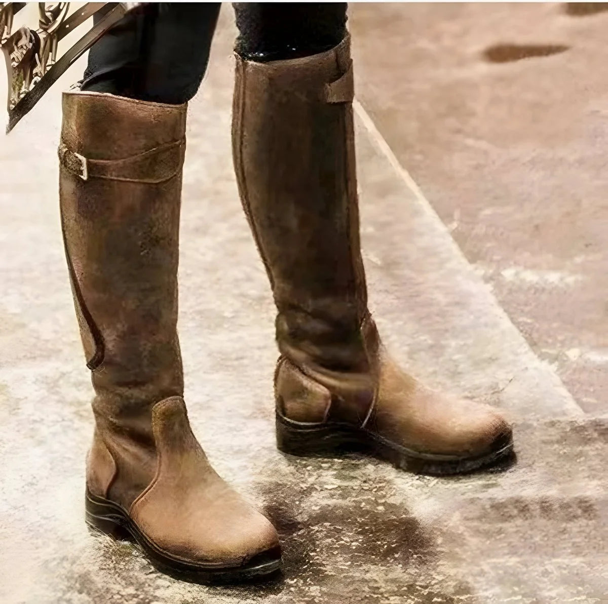 Women's Waterproof Knee-High Leather Riding Boots