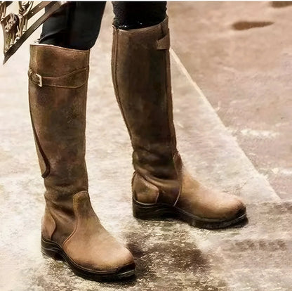 Women's Waterproof Knee-High Leather Riding Boots