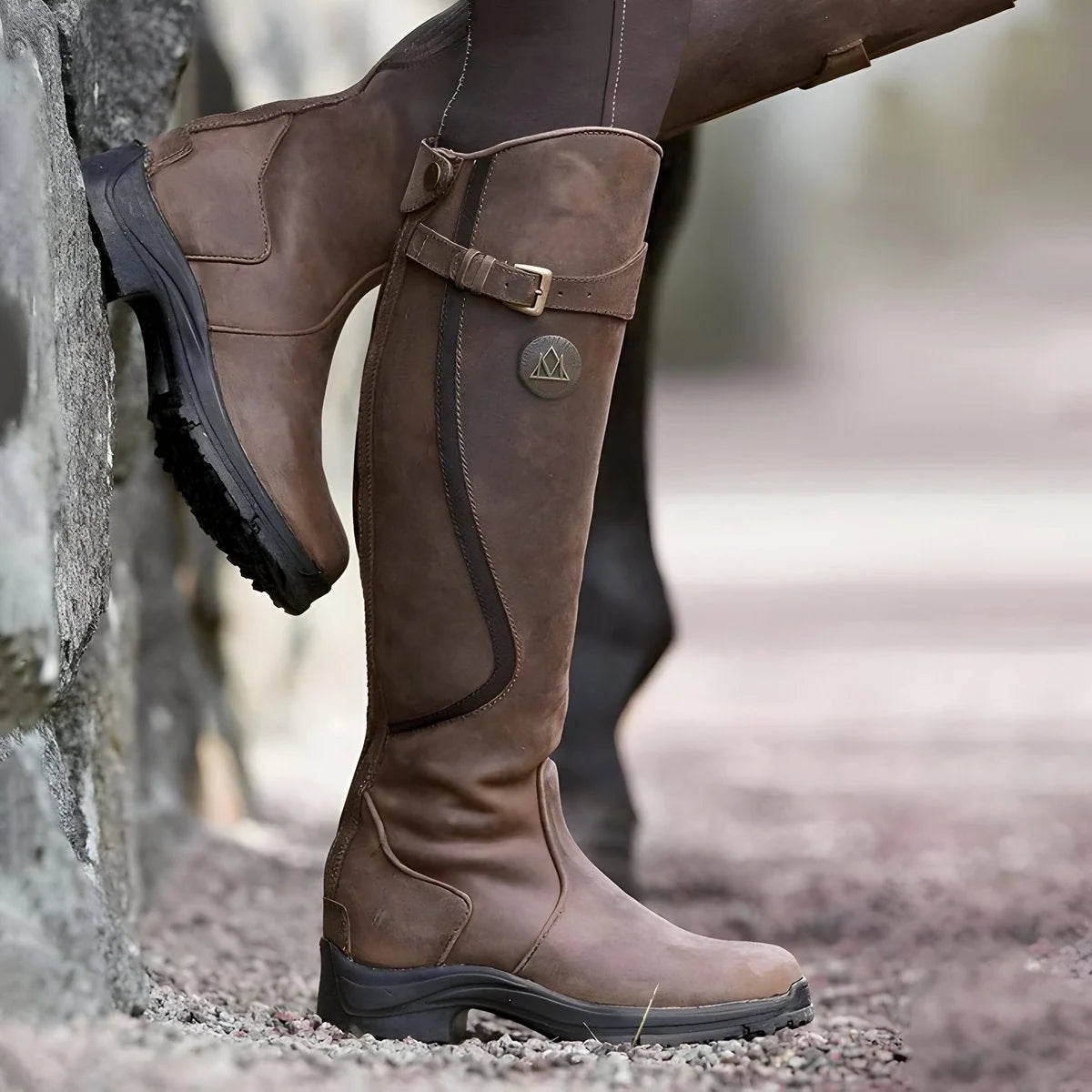 Women's Waterproof Knee-High Leather Riding Boots