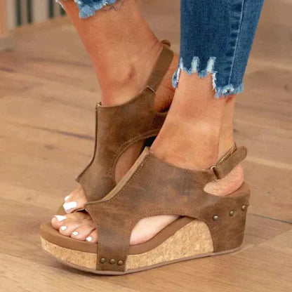 Women's Wedge Sandals with Open-Toe Design