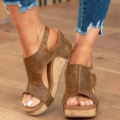Women's Wedge Sandals with Open-Toe Design