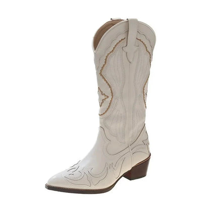 Women's Western Cowboy Boots with Low Block Heel