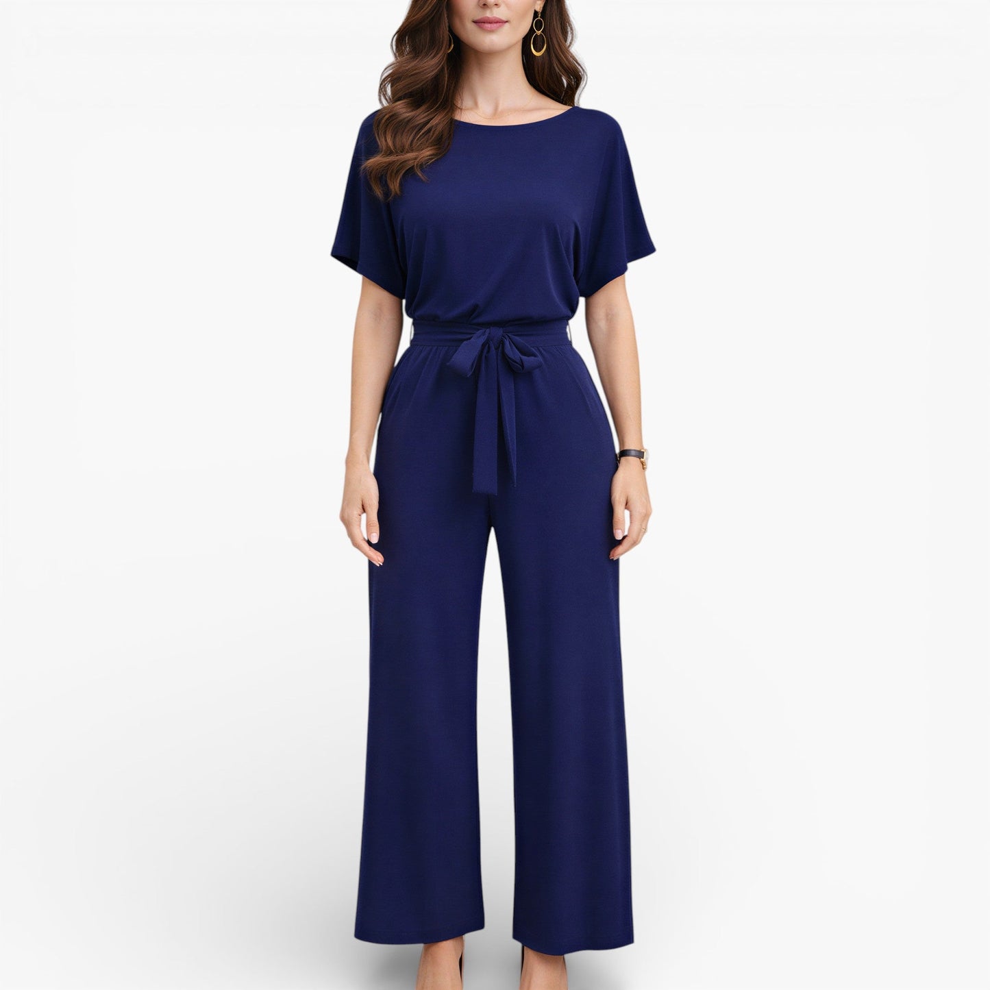 Women’s Wide Leg Belted Jumpsuit