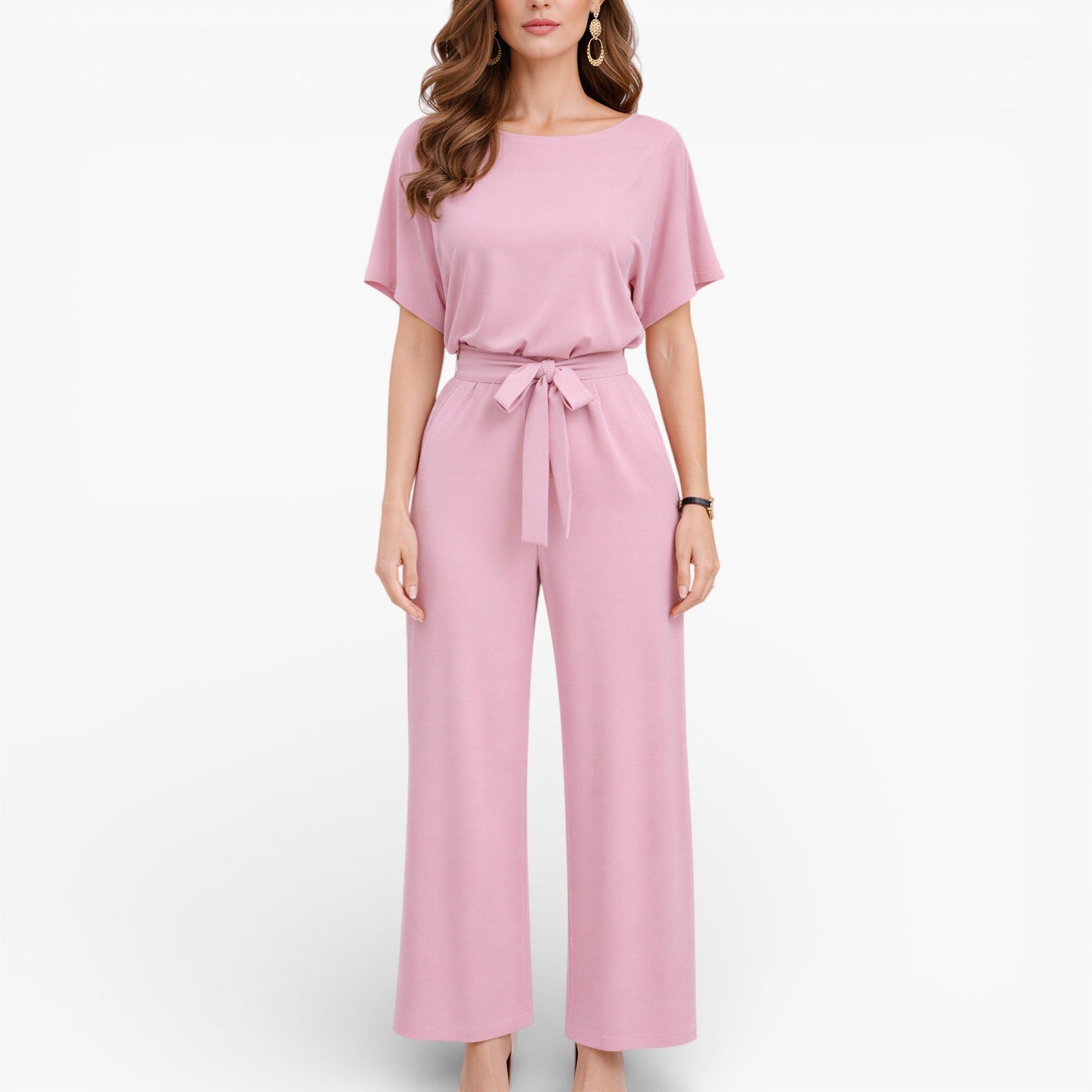 Women’s Wide Leg Belted Jumpsuit