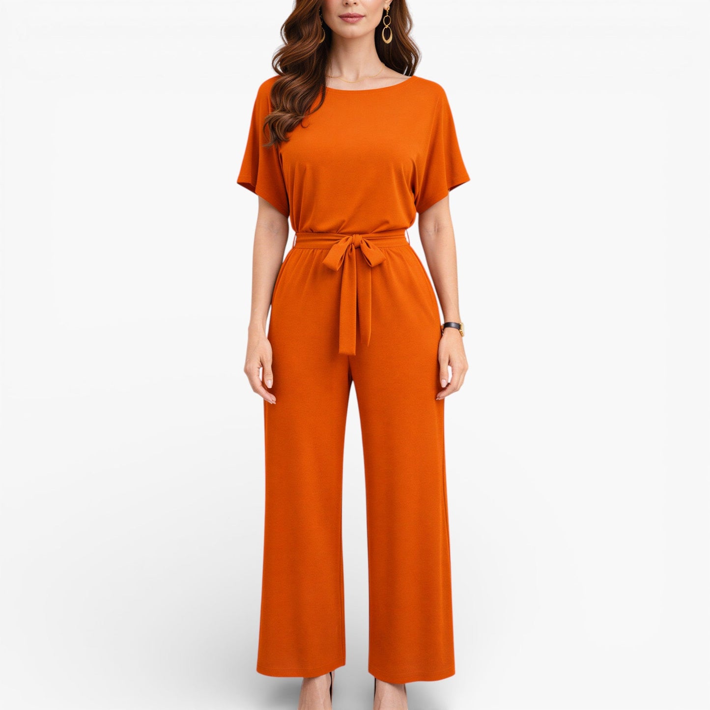 Women’s Wide Leg Belted Jumpsuit
