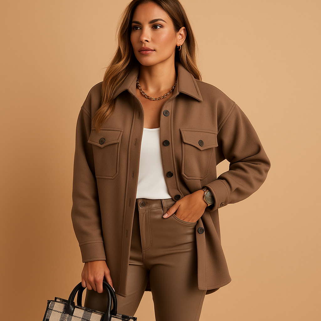 Women's Windproof Button-Up Jacket with Collar