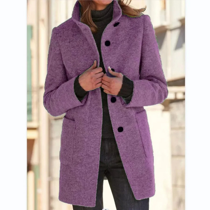 Women's Windproof Winter Coat with Stand-Up Collar