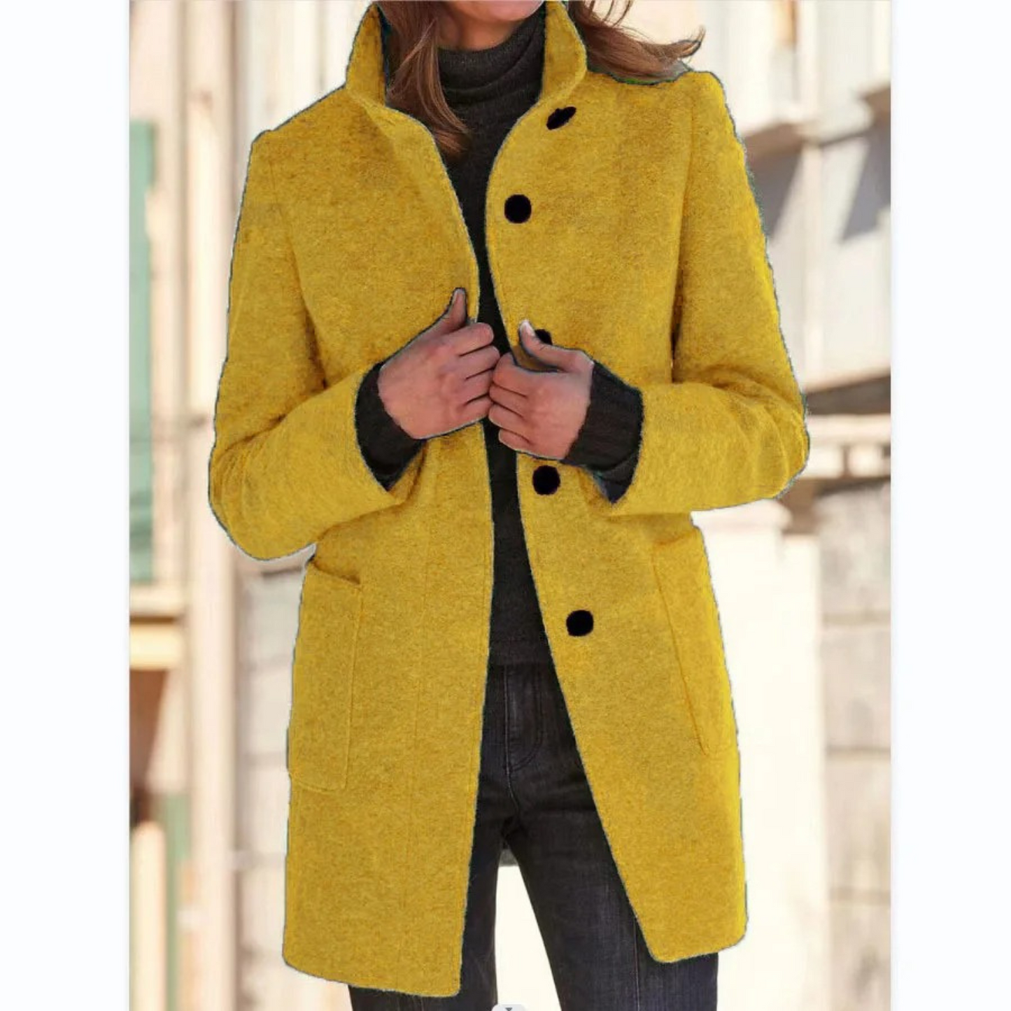 Women's Windproof Winter Coat with Stand-Up Collar