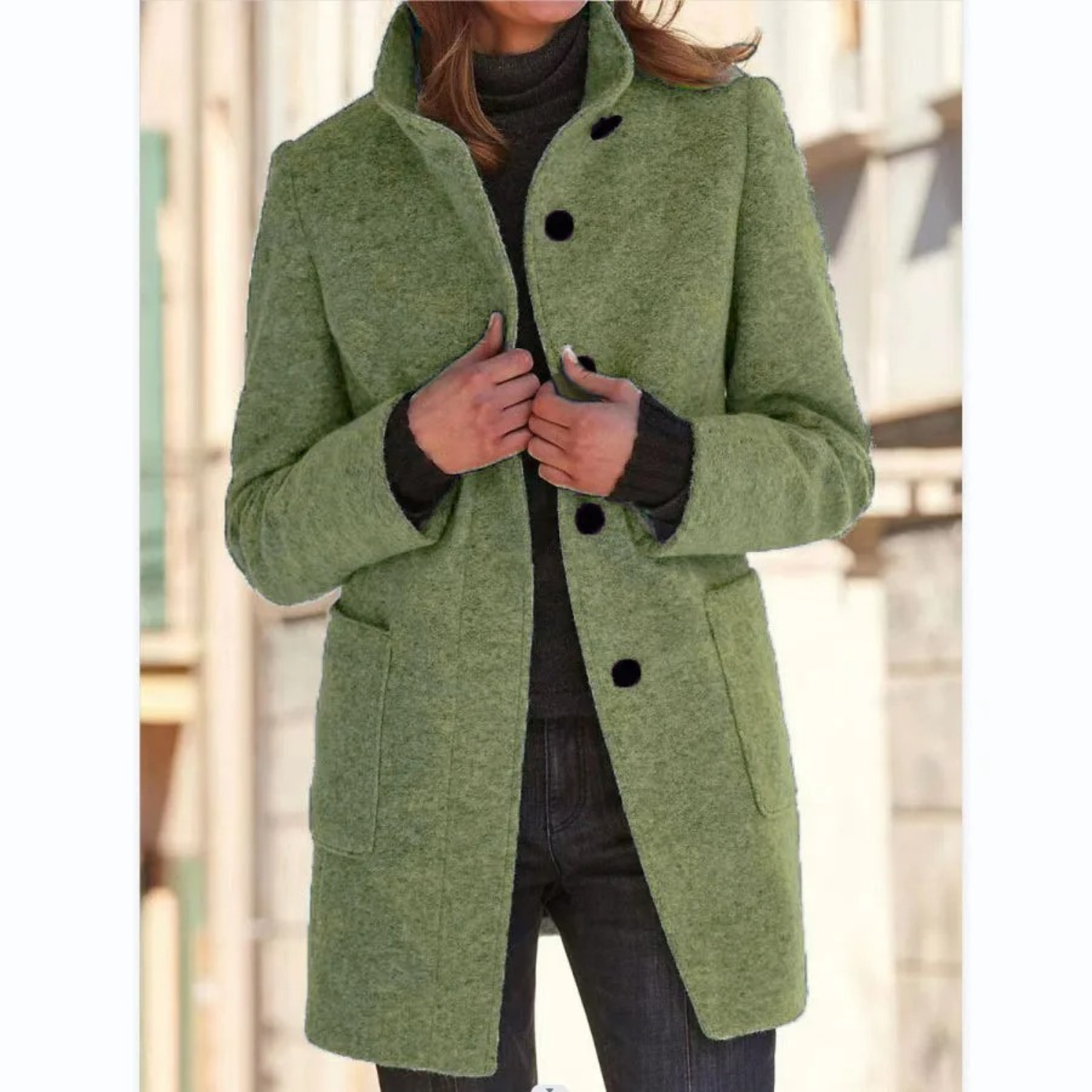 Women's Windproof Winter Coat with Stand-Up Collar