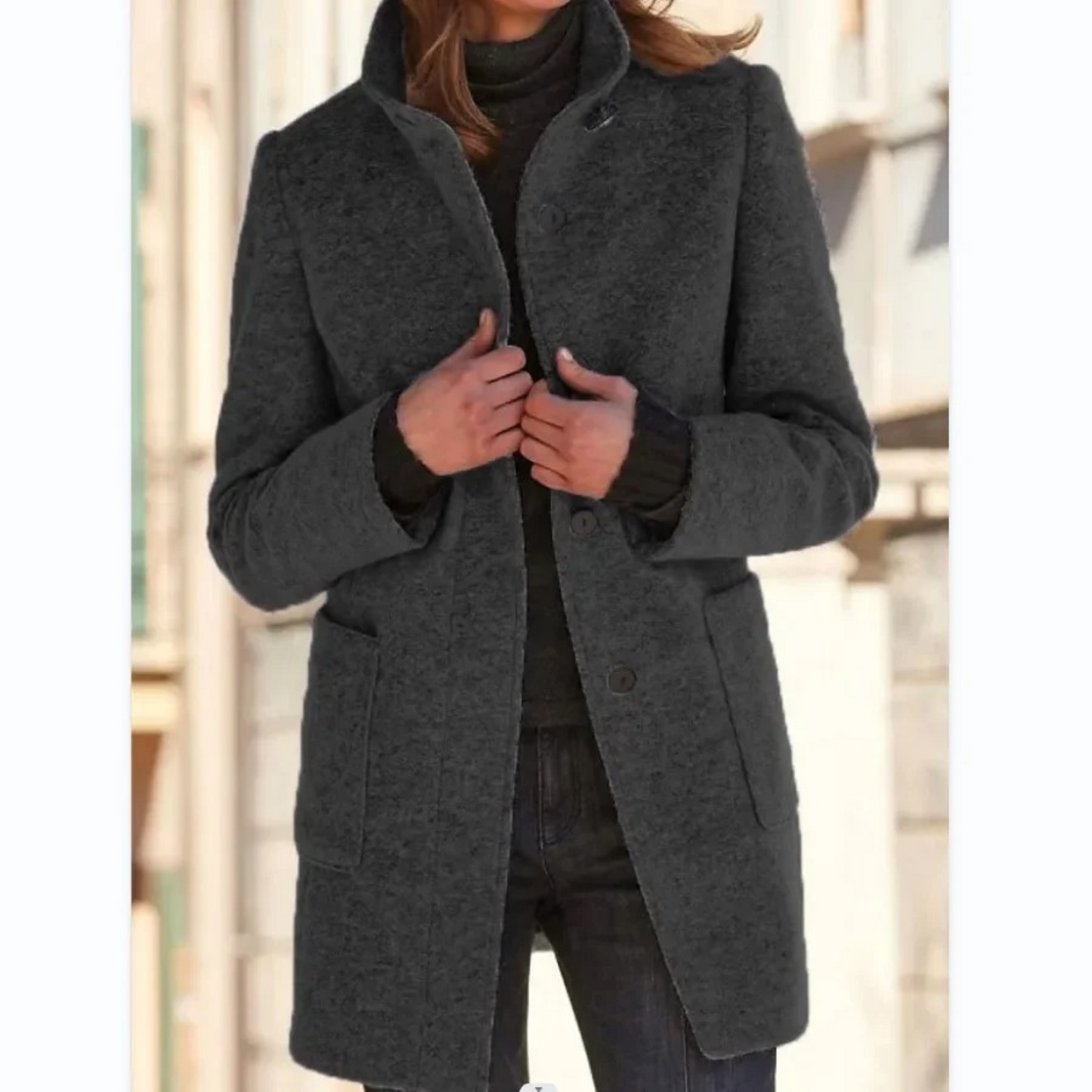 Women's Windproof Winter Coat with Stand-Up Collar