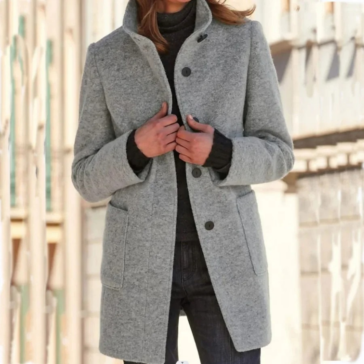 Women's Windproof Winter Coat with Stand-Up Collar
