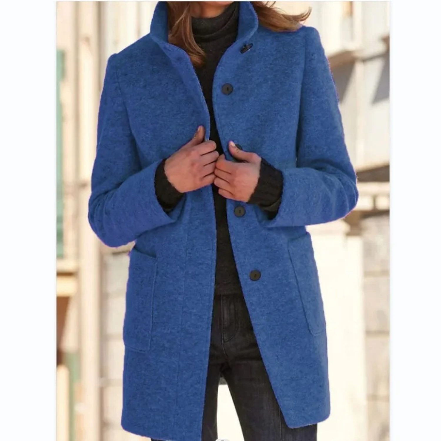 Women's Windproof Winter Coat with Stand-Up Collar