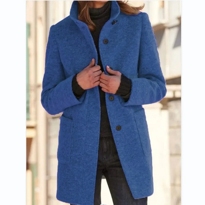 Women's Windproof Winter Coat with Stand-Up Collar