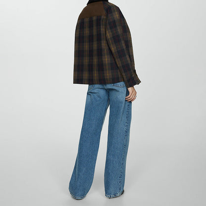 Women's Winter Checkered Jacket with Soft Collar