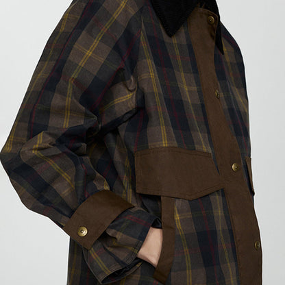 Women's Winter Checkered Jacket with Soft Collar