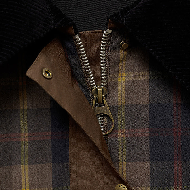 Women's Winter Checkered Jacket with Soft Collar