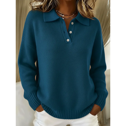 Women's Wool-Blend Polo Neck Knit Sweater