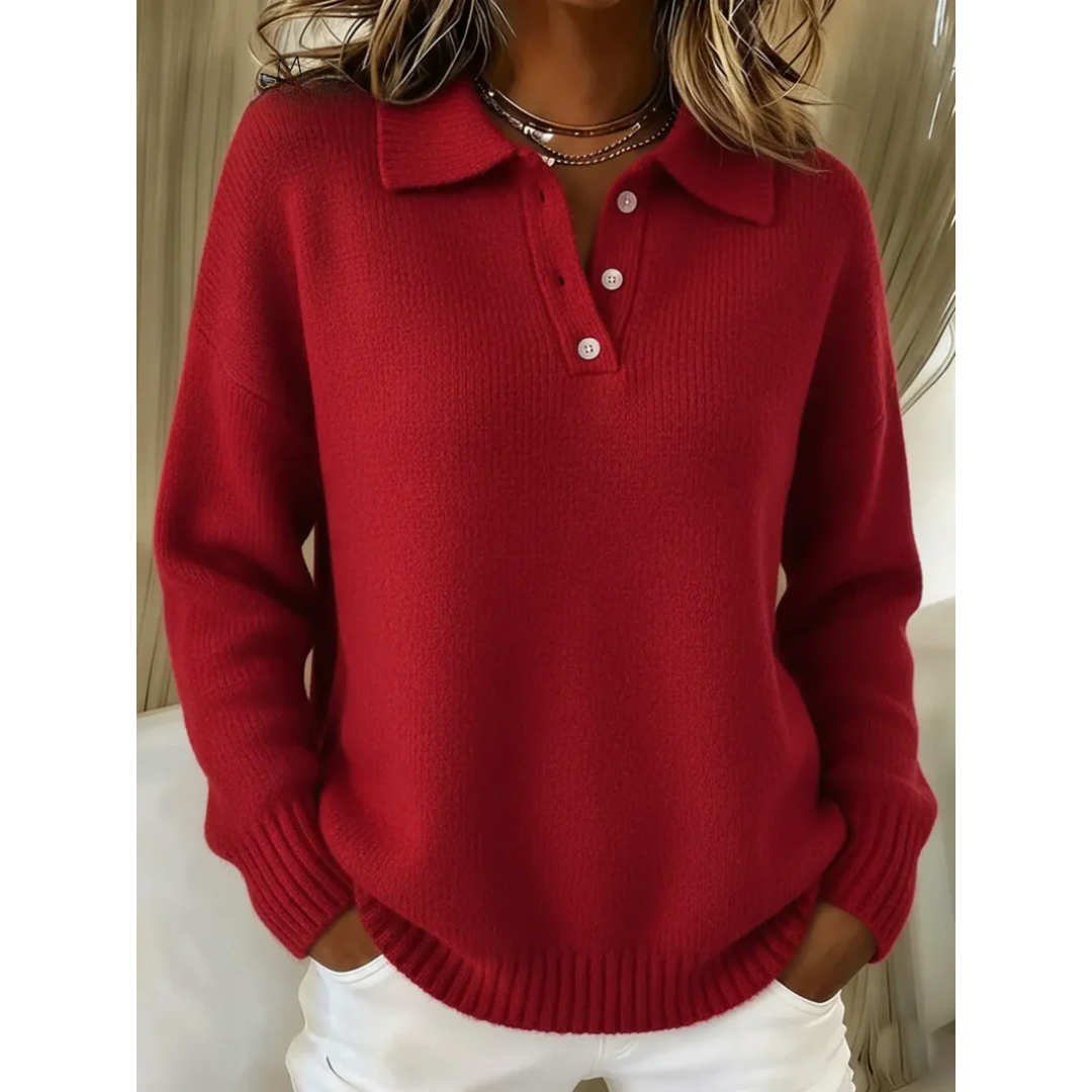 Women's Wool-Blend Polo Neck Knit Sweater