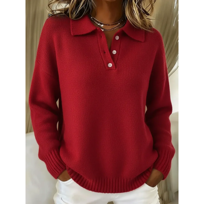 Women's Wool-Blend Polo Neck Knit Sweater