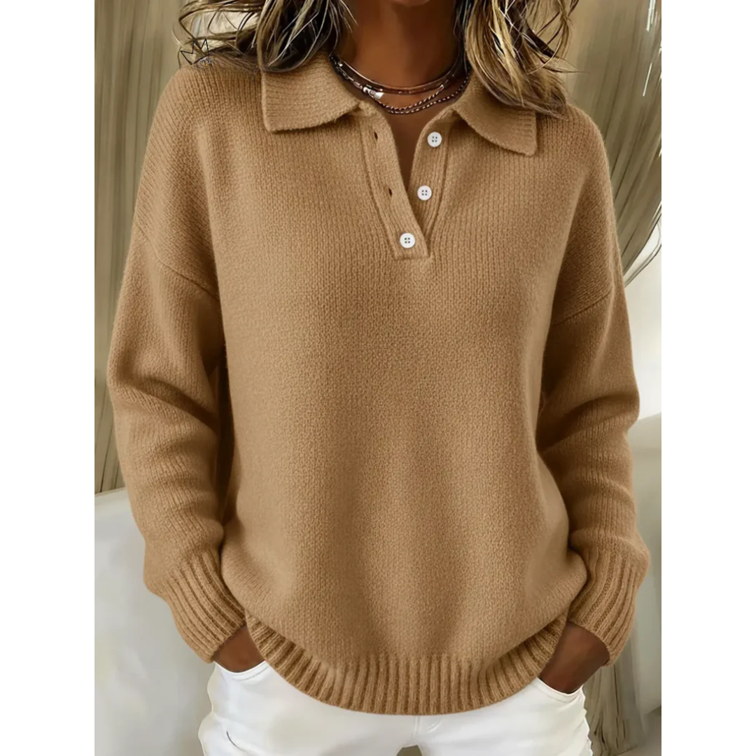 Women's Wool-Blend Polo Neck Knit Sweater