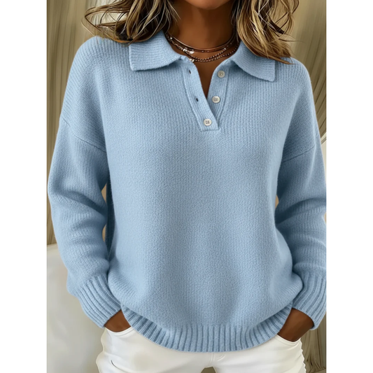 Women's Wool-Blend Polo Neck Knit Sweater