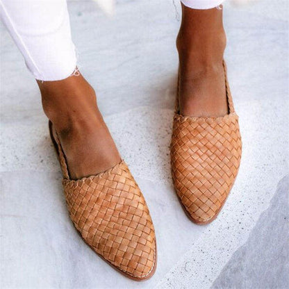 Women's Woven Faux Leather Flats