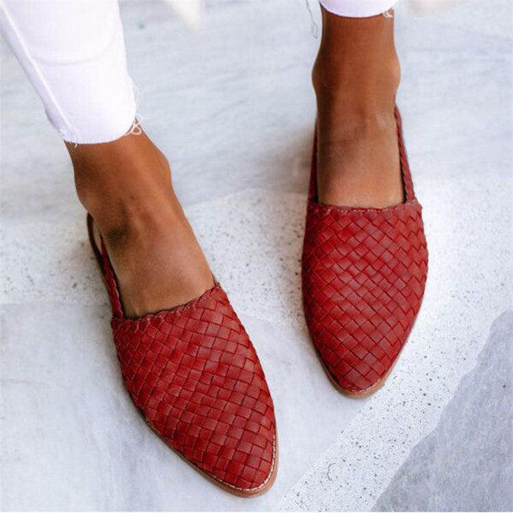 Women's Woven Faux Leather Flats