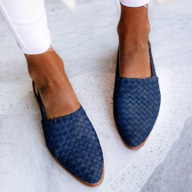 Women's Woven Faux Leather Flats