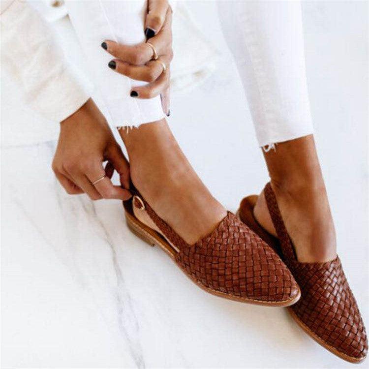 Women's Woven Faux Leather Flats