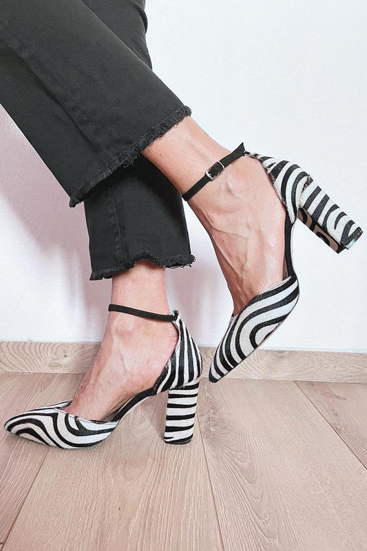 Women's Zebra-Print Block Heel Sandals