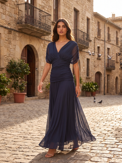 Women's Elegant V-Neck Maxi Dress